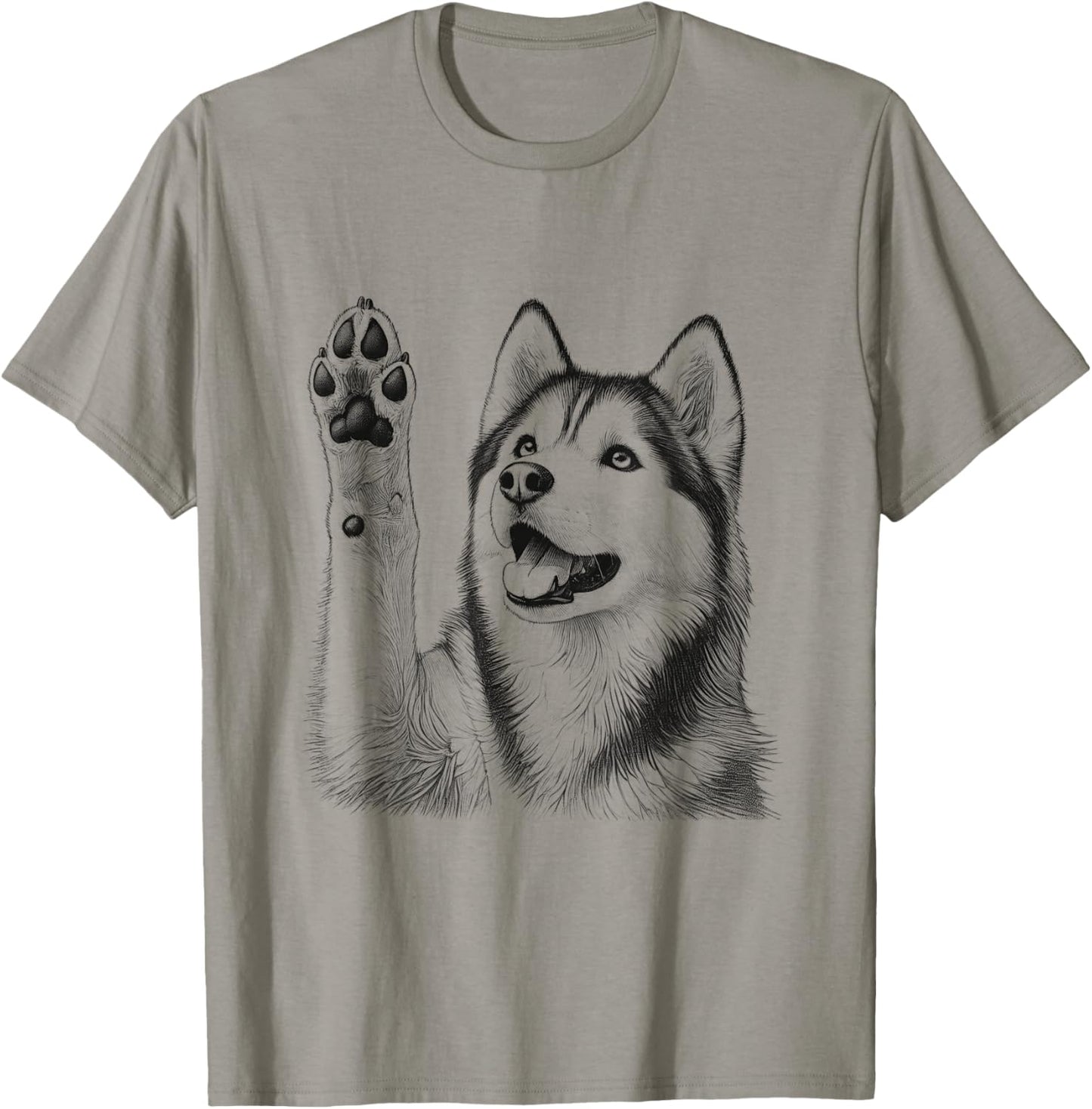 Siberian Husky Dog Raising Paw Design For Men And Women T-Shirt