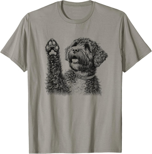 Portuguese Water Dog Raising Paw Design T-Shirt