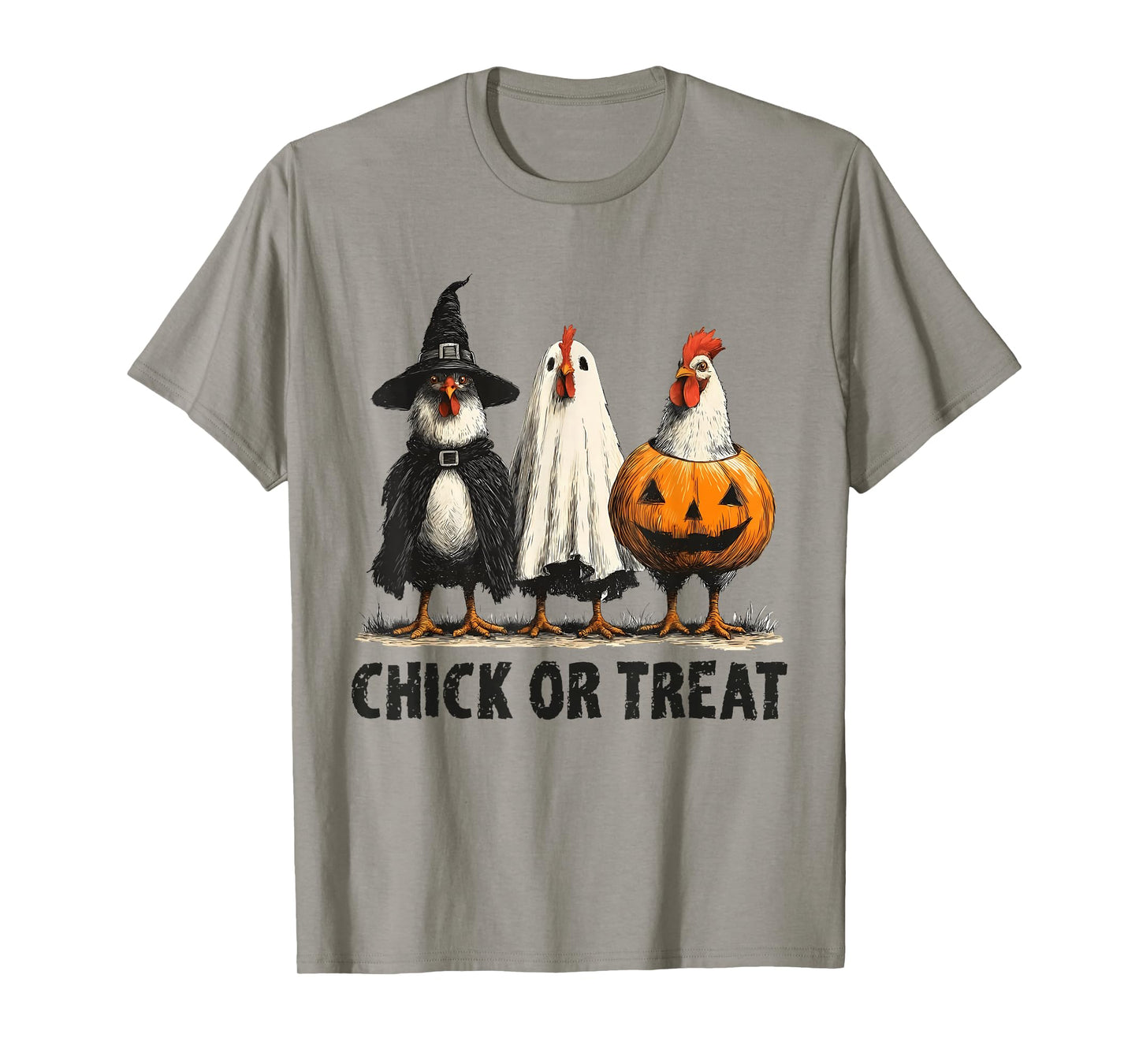 Halloween Chick Or Treat Pumpkin Spooky Witch Chicken Farmer T-Shirt