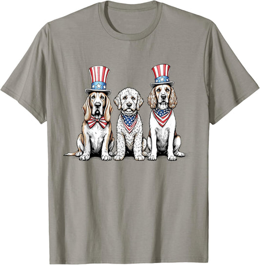 Patriotic Dogs 4th of July American Flag Pet Dog Lovers T-Shirt