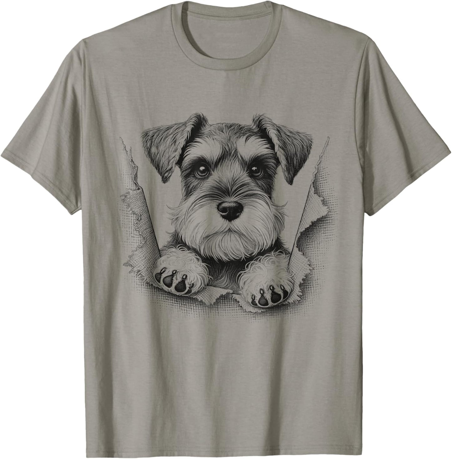 Miniature Schnauzer Peeking Dog Design For Men And Women T-Shirt