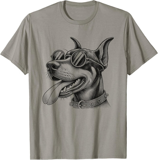 Cool Doberman Pinscher Dog With Sunglasses Dobie Design T-Shirt