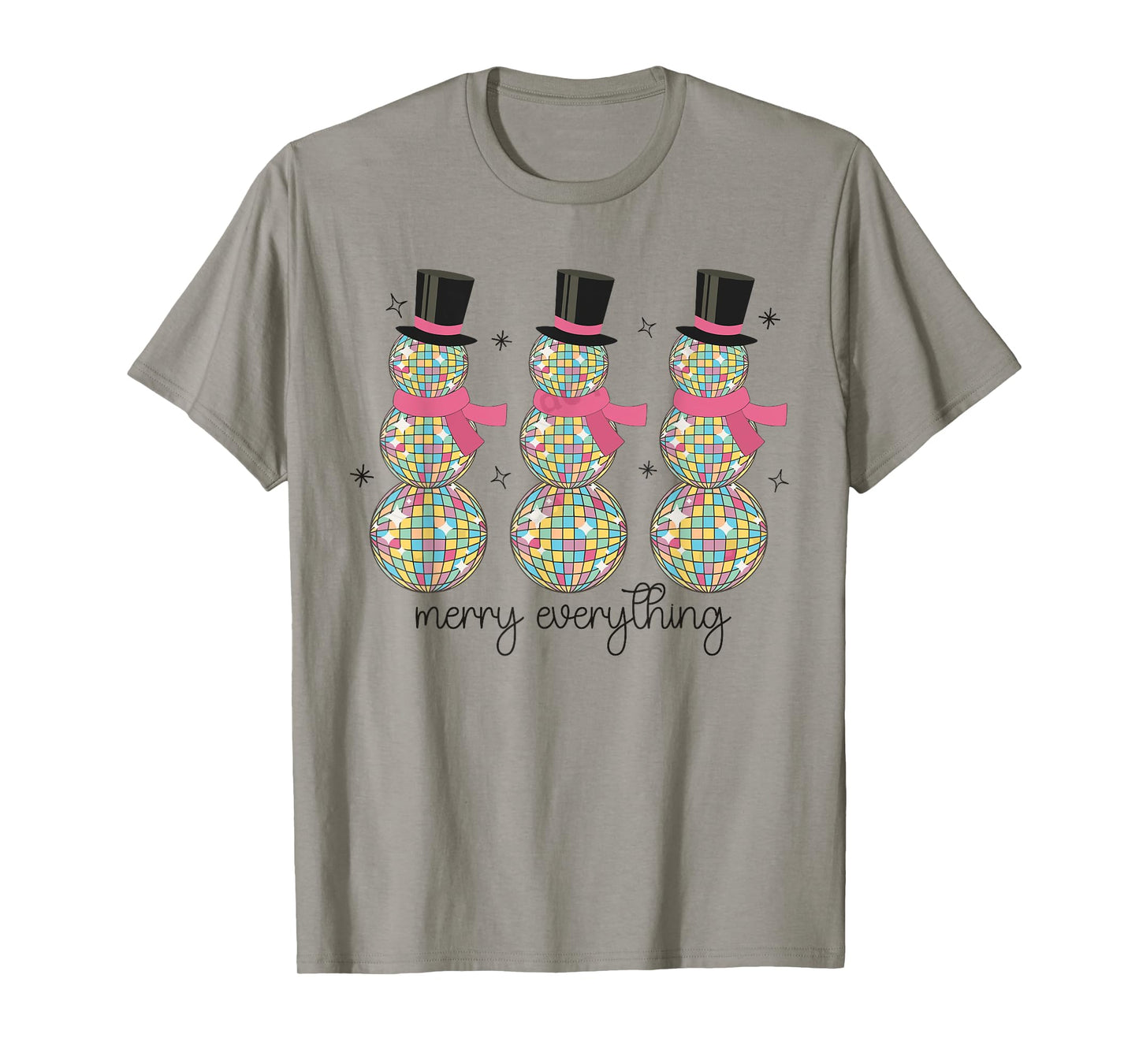 Merry Everything Disco Ball Snowman Christmas Party Xmas T-Shirt