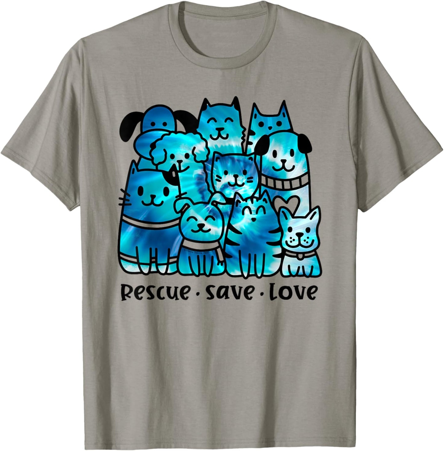 Rescue Save Love Cute Tie Dye Animal Rescue Dog Cat Lovers T-Shirt