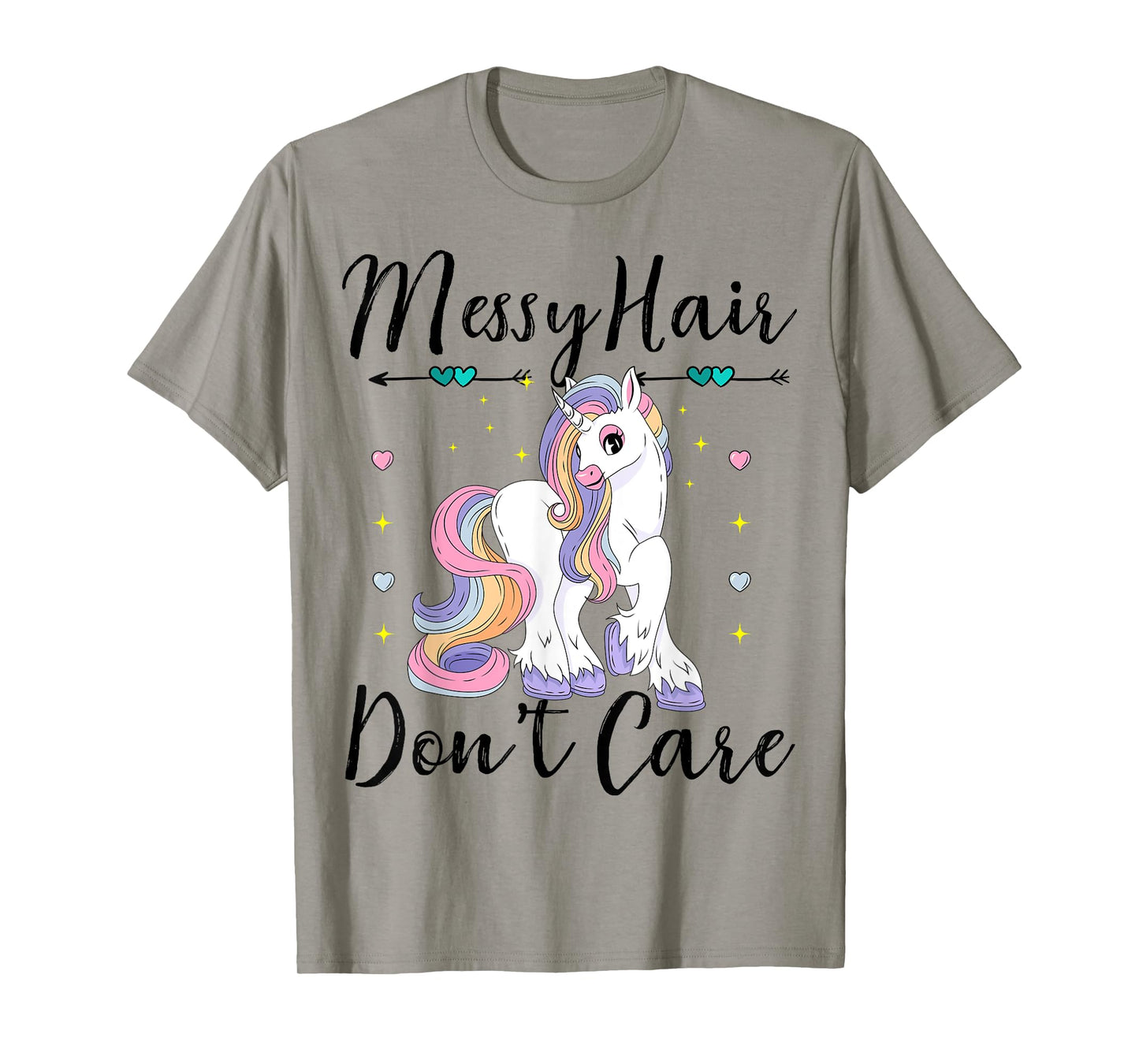 Messy Hair Don't Care Unicorn Lovers Messy Bun Hair Girls T-Shirt