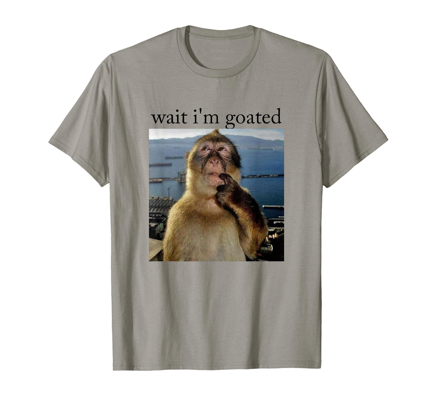Wait I'm goated Funny Thinking Monkey Meme Brainrot Gen z T-Shirt