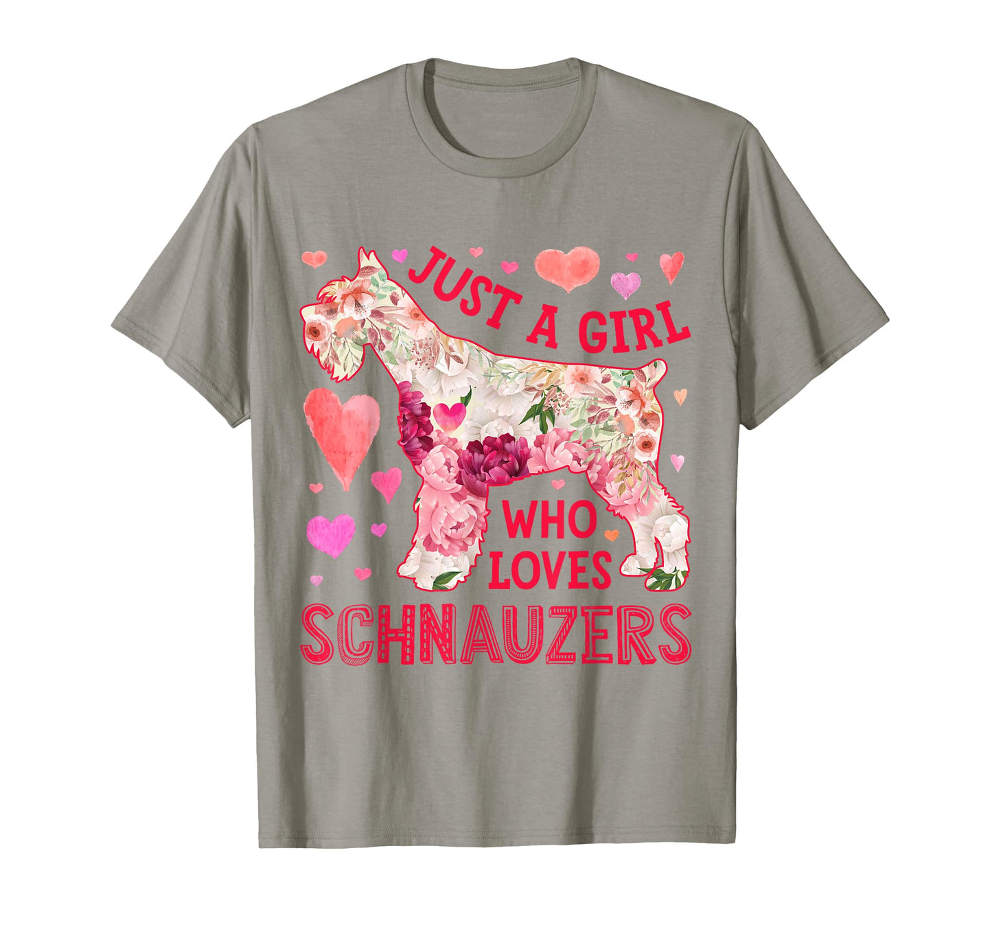 Schnauzer Just A Girl Who Loves Schnauzers Dog Flower Floral T-Shirt