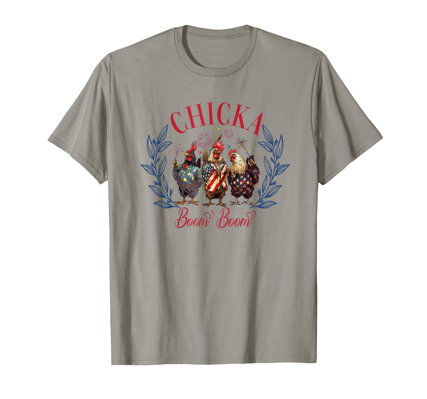 Chicka Boom Boom Cute Chicken Retro 4th of July America T-Shirt