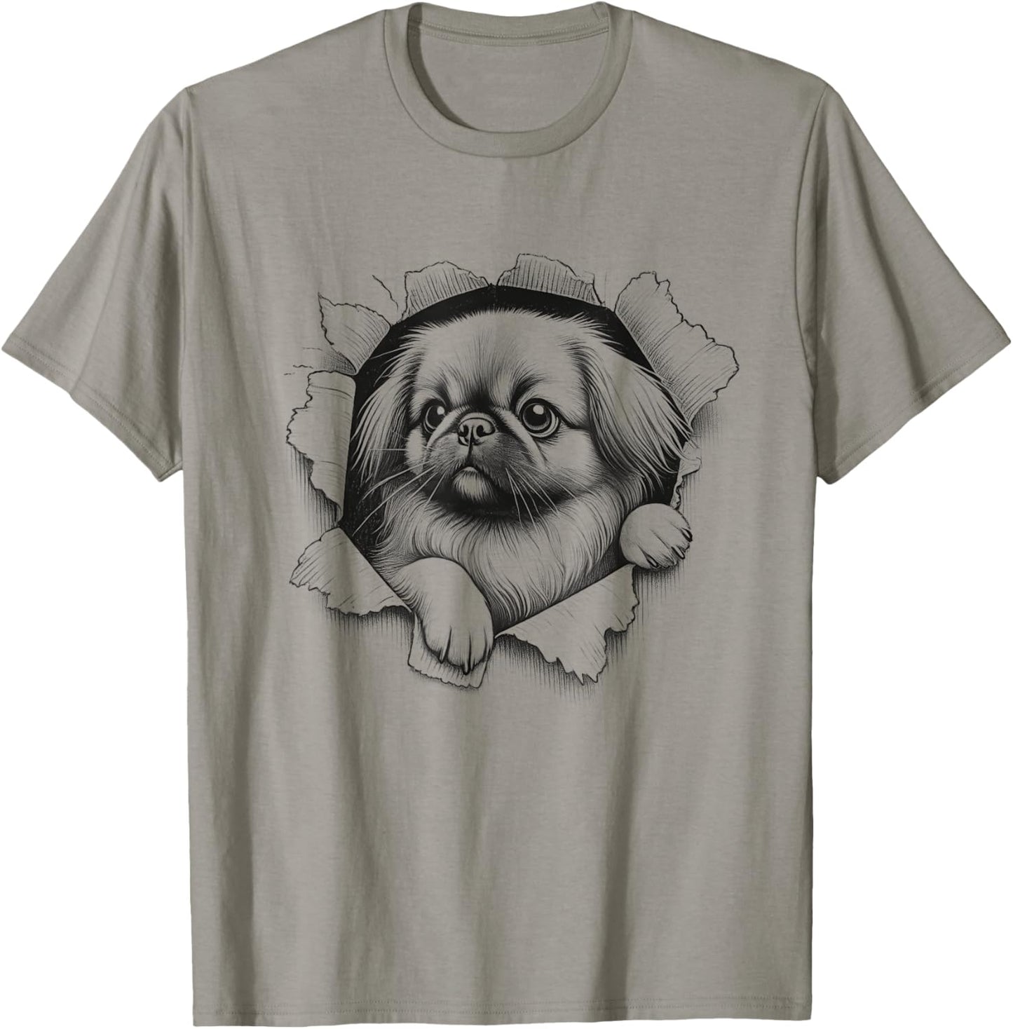 Funny Pekingese Peeking Dog Design Idea T-Shirt