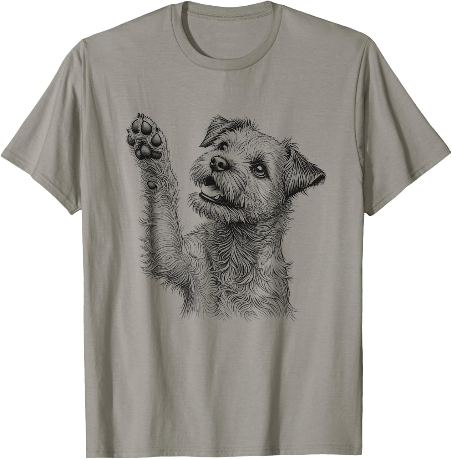 Border Terrier Dog Raising Paw Design T-Shirt