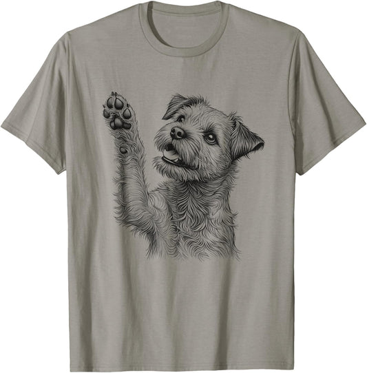 Border Terrier Dog Raising Paw Design T-Shirt