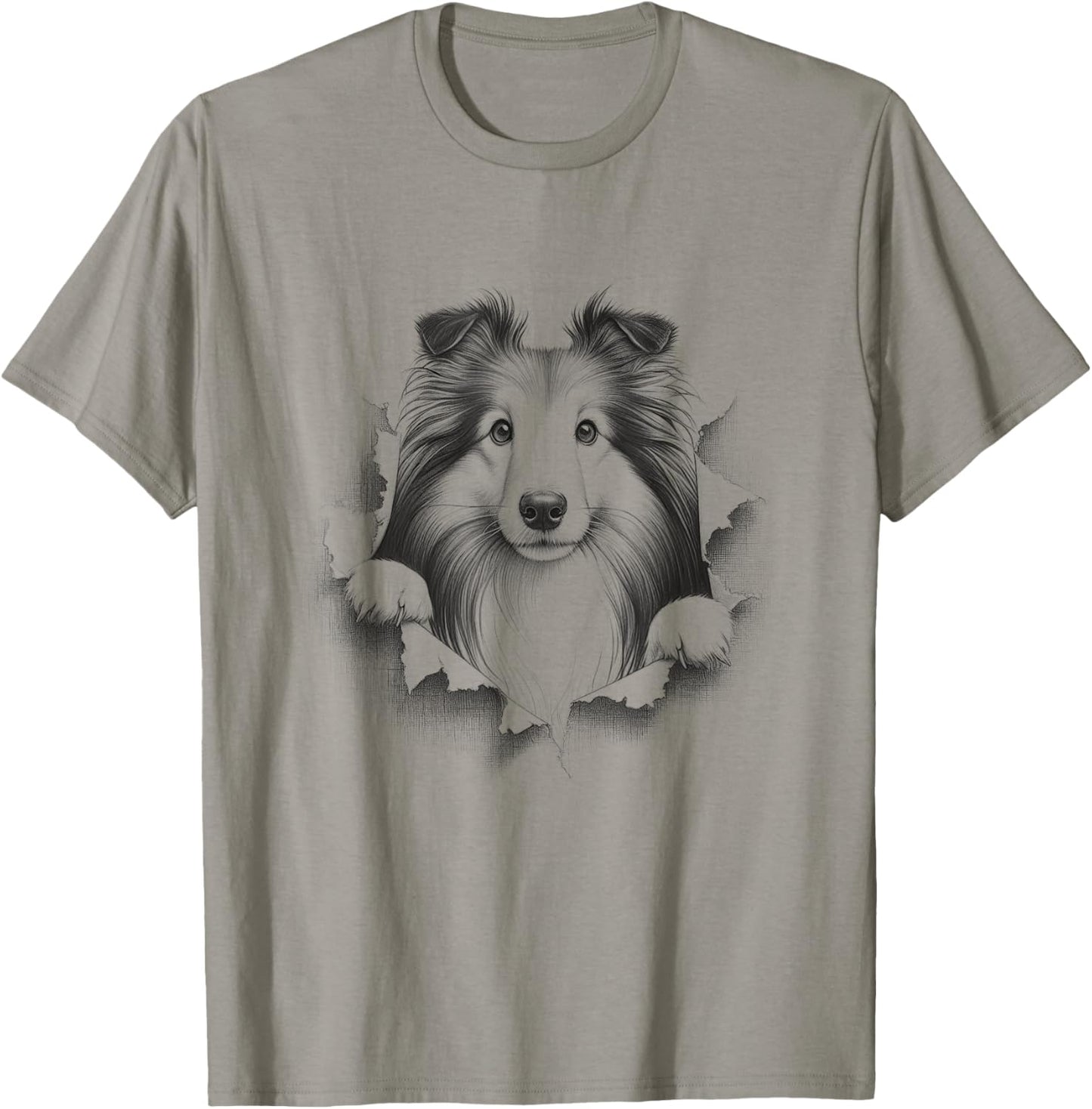 Funny Shetland Sheepdog Dog Sheltie Peeking Design T-Shirt