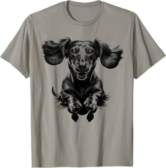 Funny Dachshund in Jump as a Cool Portrait T-Shirt