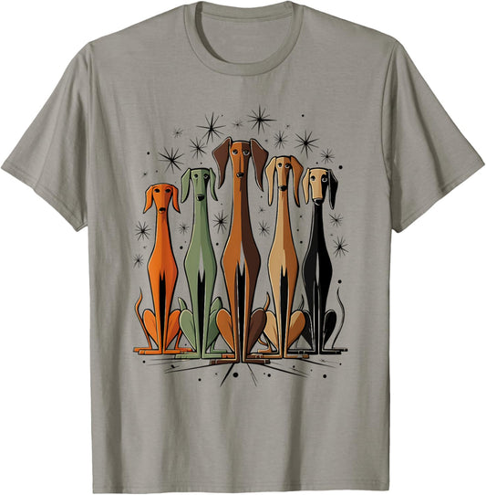 Vintage Retro Mid-Century Long Neck Dogs 50s 60s Style T-Shirt