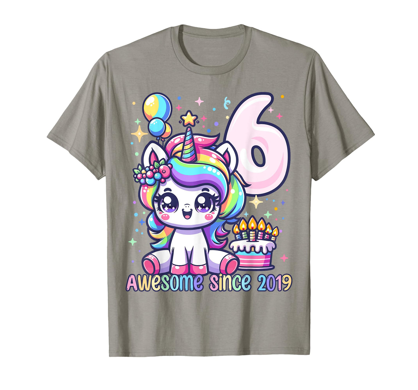 Unicorn 6th Birthday 6 Year Old Unicorn Party Girls Outfit T-Shirt