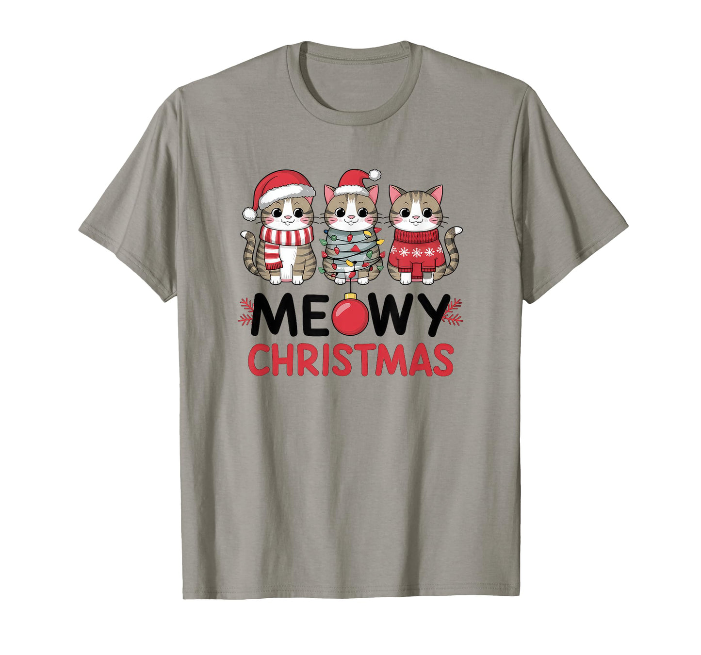Meowy Christmas Cute Cat Merry Xmas Holiday Graphic Men Women Kids T-Shirt