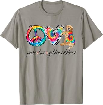 Peace Love Golden Retriever Tie Dye Rainbow Dog Lover Men Women Girls Kids T-Shirt