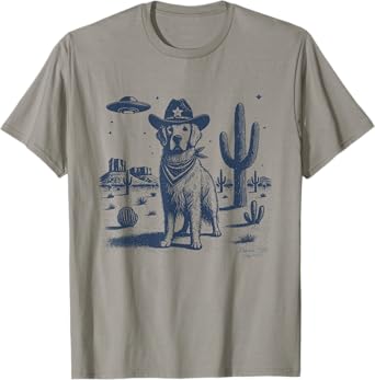 Golden Retriever Cowboy UFO, Golden Retriever Cowboy Hat T-Shirt