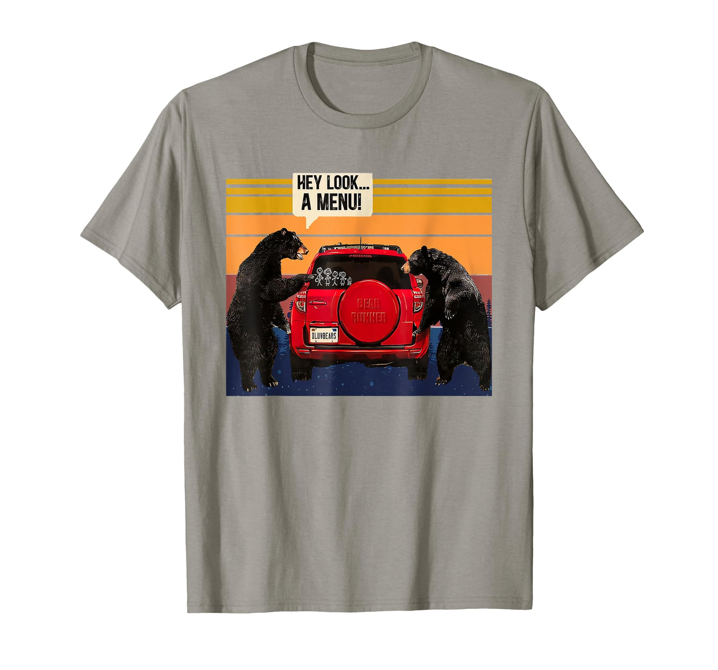 hey look the menu mountains forest camping wilderness bear T-Shirt