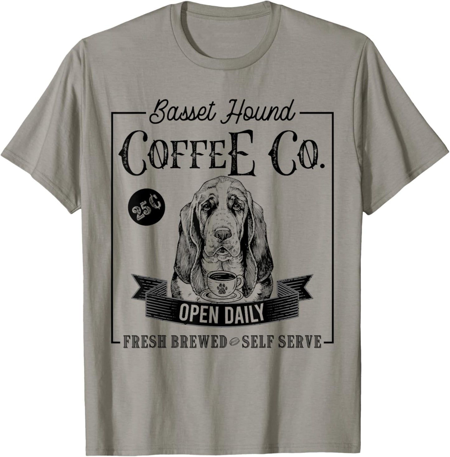 Retro Basset Hound Coffee Funny Dog Mom Coffee Lover T-Shirt