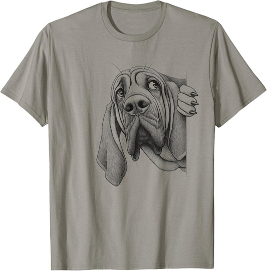 Funny Bloodhound Peeking Design For Dog Owner T-Shirt