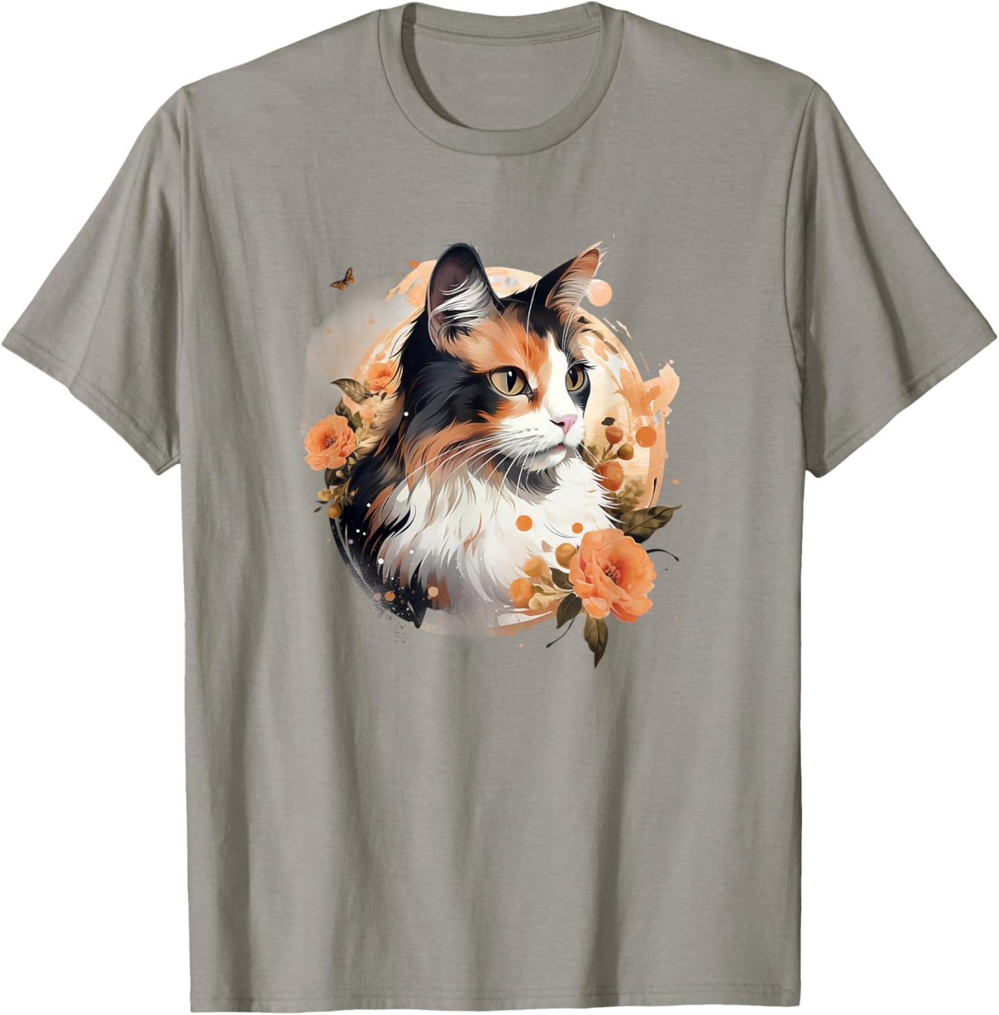 Beautiful Flowers Calico Cat Lover T-Shirt