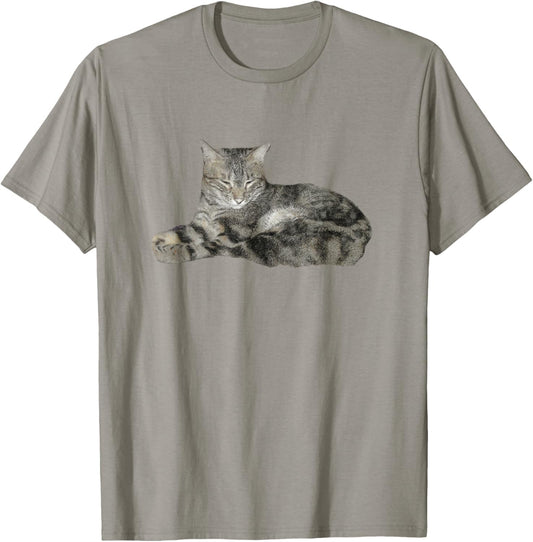 Cute Brown Tabby Cat Art T-Shirt, Cat Lovers Novelty Shirt T-Shirt