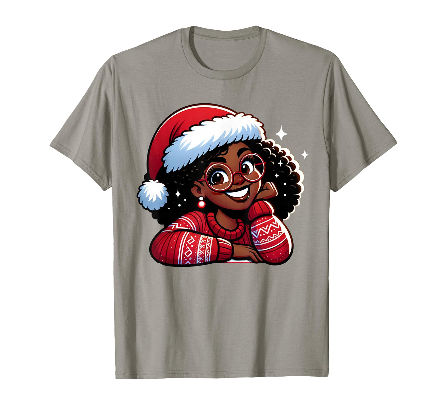 African American Merry Christmas African Black Women Girls T-Shirt