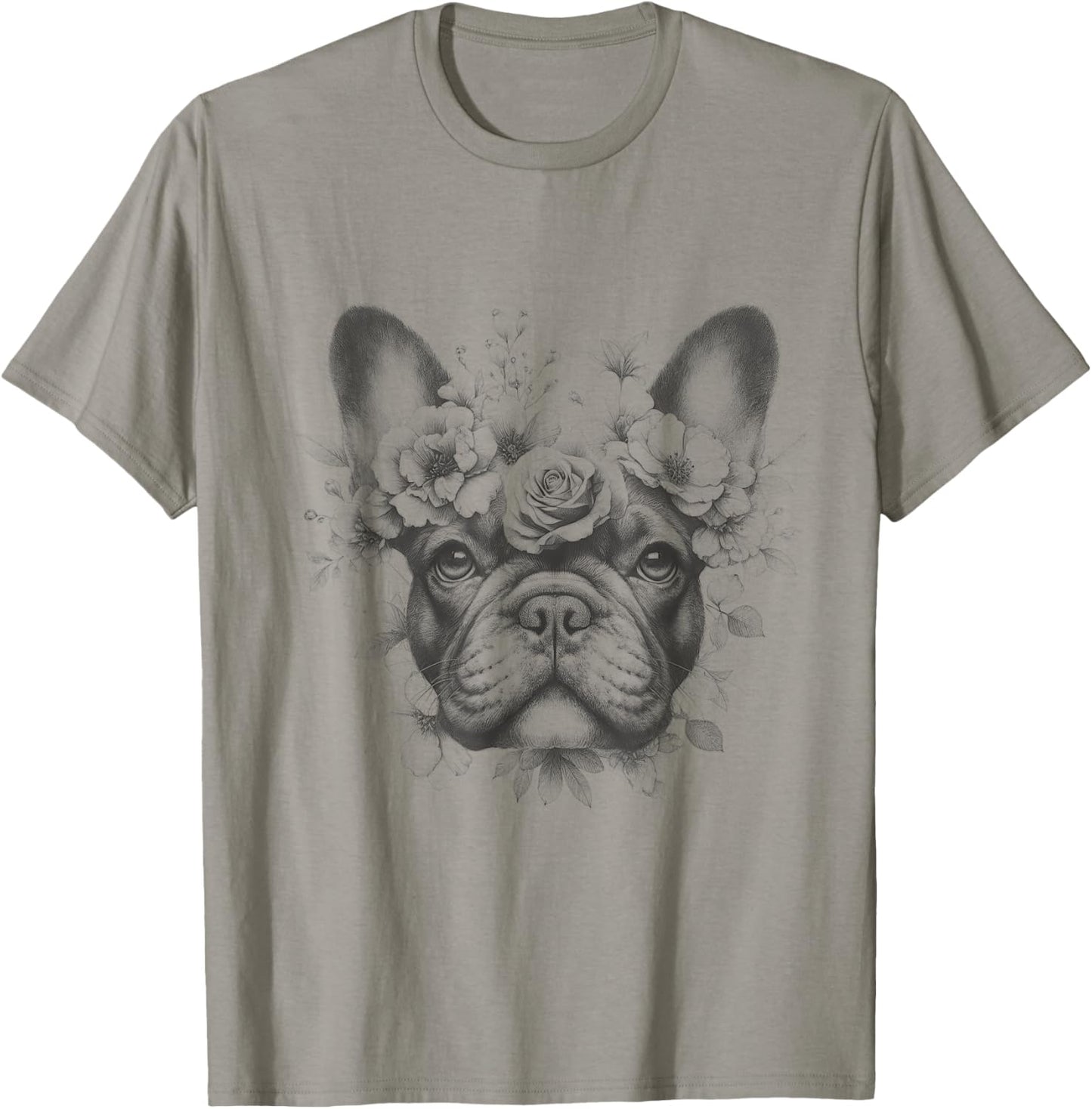 Floral French Bulldog Frenchie Flower Art For Men And Women T-Shirt