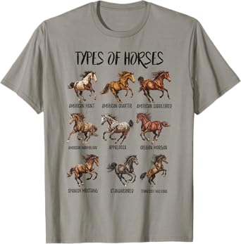Vintage Retro Types Of Horses Horse Breed Horseback Riding T-Shirt