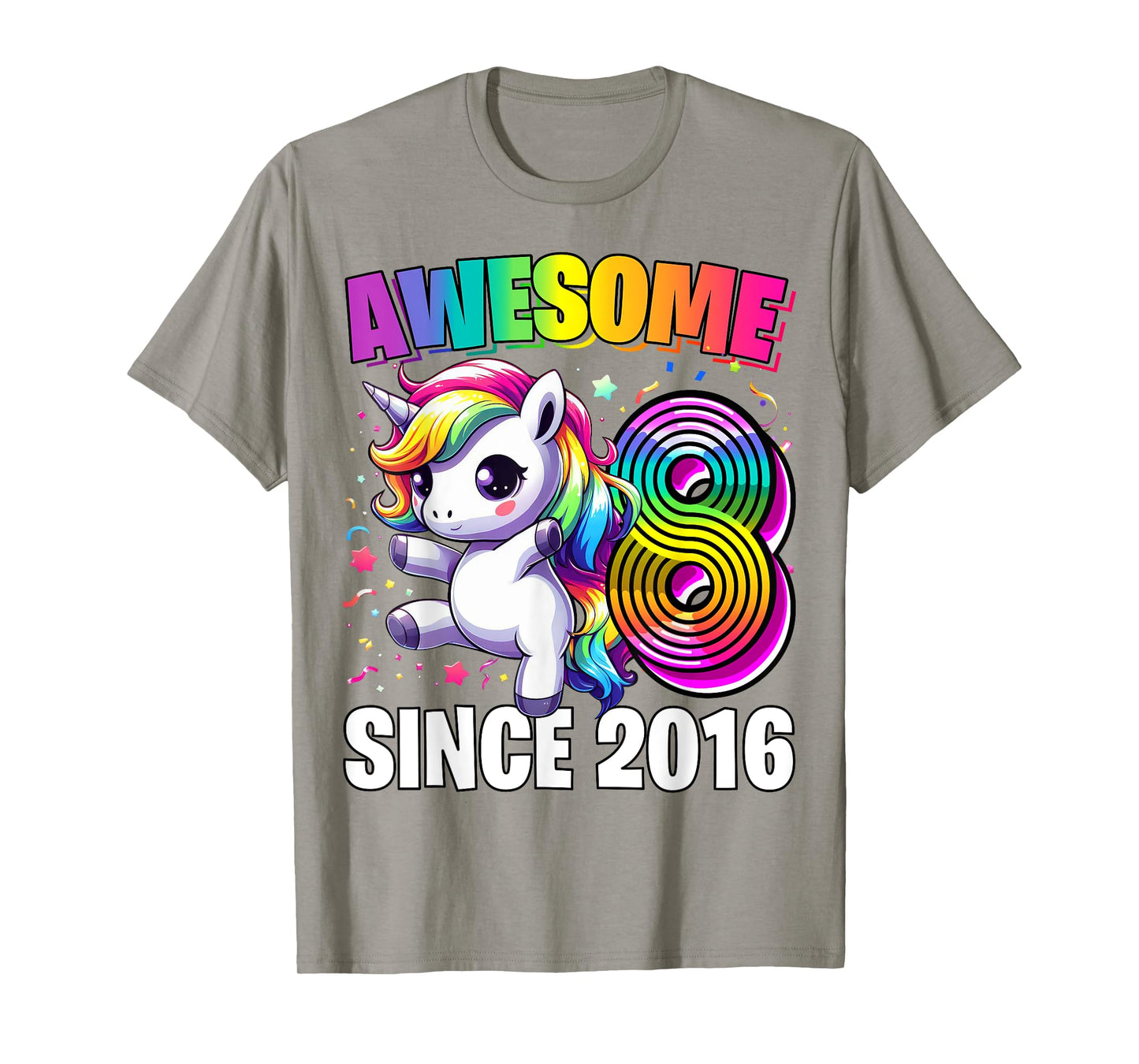 Unicorn 8th Birthday 8 Year Old Unicorn Party Girls Outfit T-Shirt