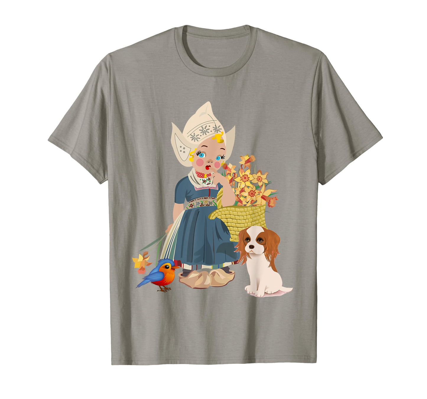 Vintage Dutch Girl in National Costume With her flowers T-Shirt