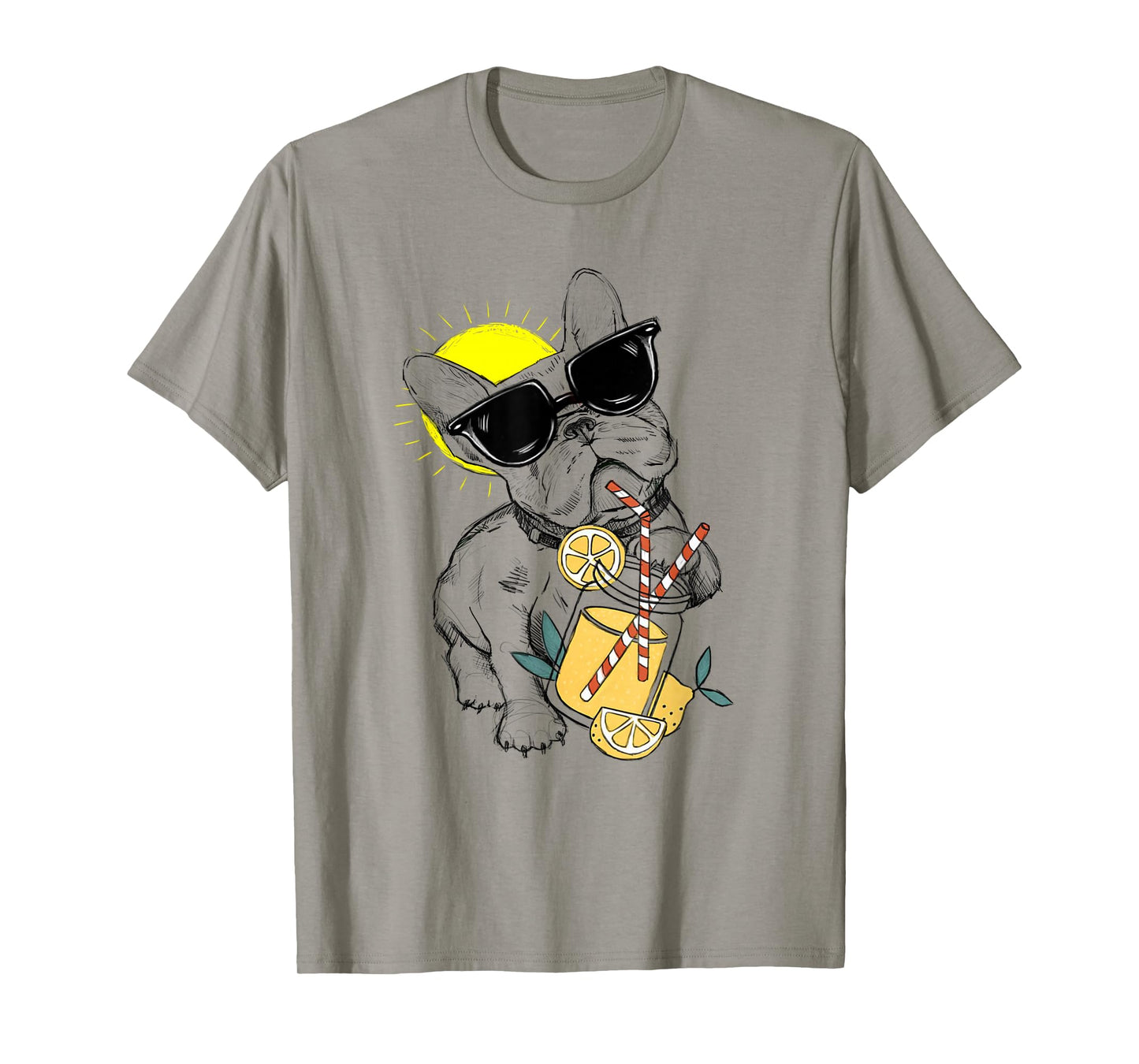 Funny French Bulldog Glasses Summer Lemonade Gift T-Shirt for Men Women Kids