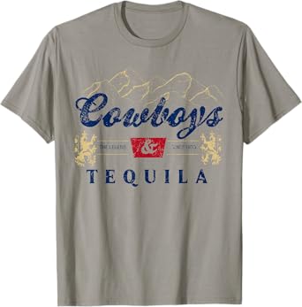 Vintage Cowboys And Tequila Western Funny Tequila Drinking T-Shirt