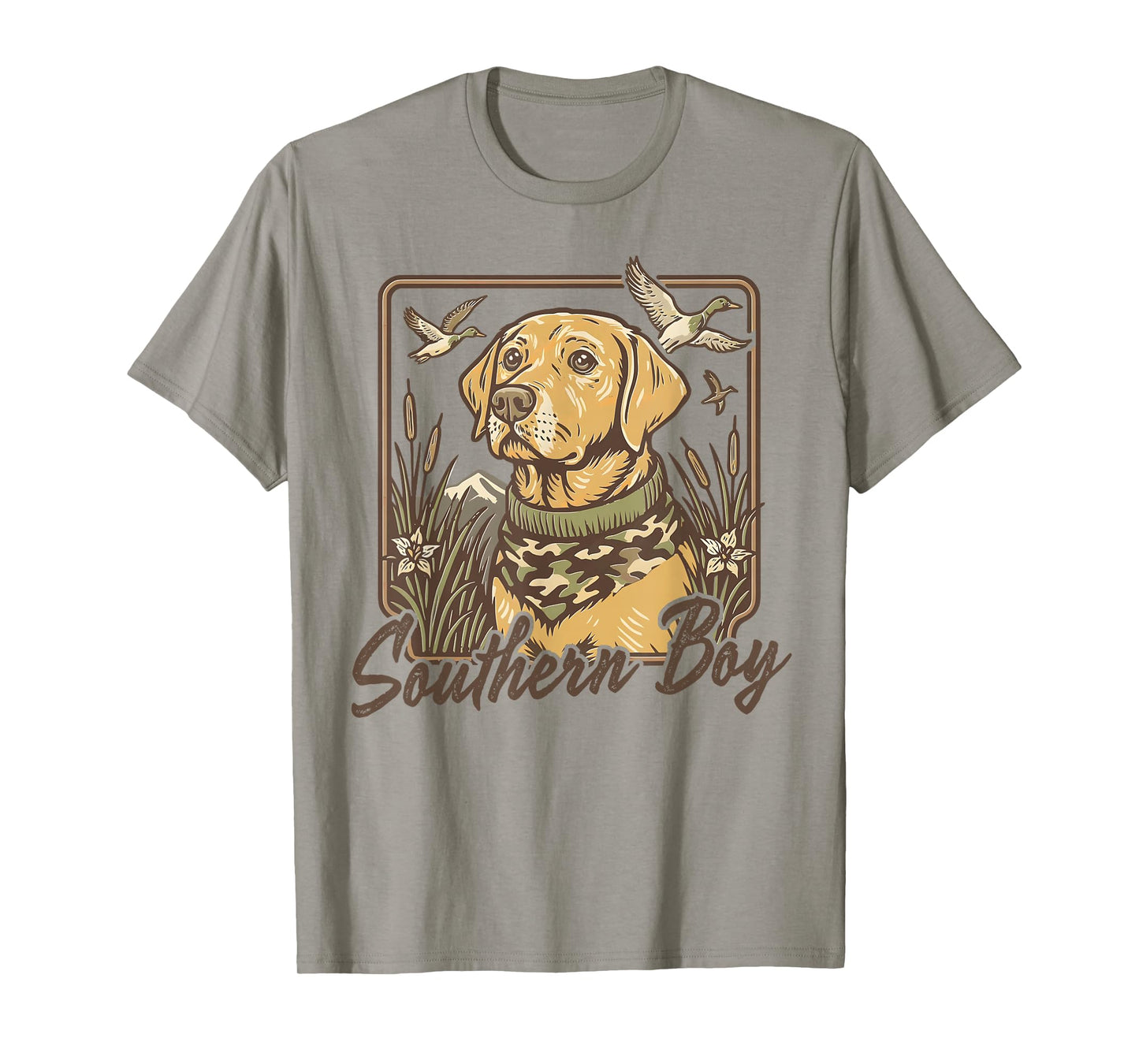Camo Southern Boy Hunting Duck Dog Western Camouflage Flag T-Shirt