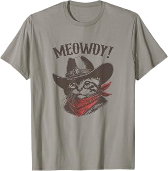 Meowdy Cat Cowboy Cat Country Western Funny Cat T-Shirt