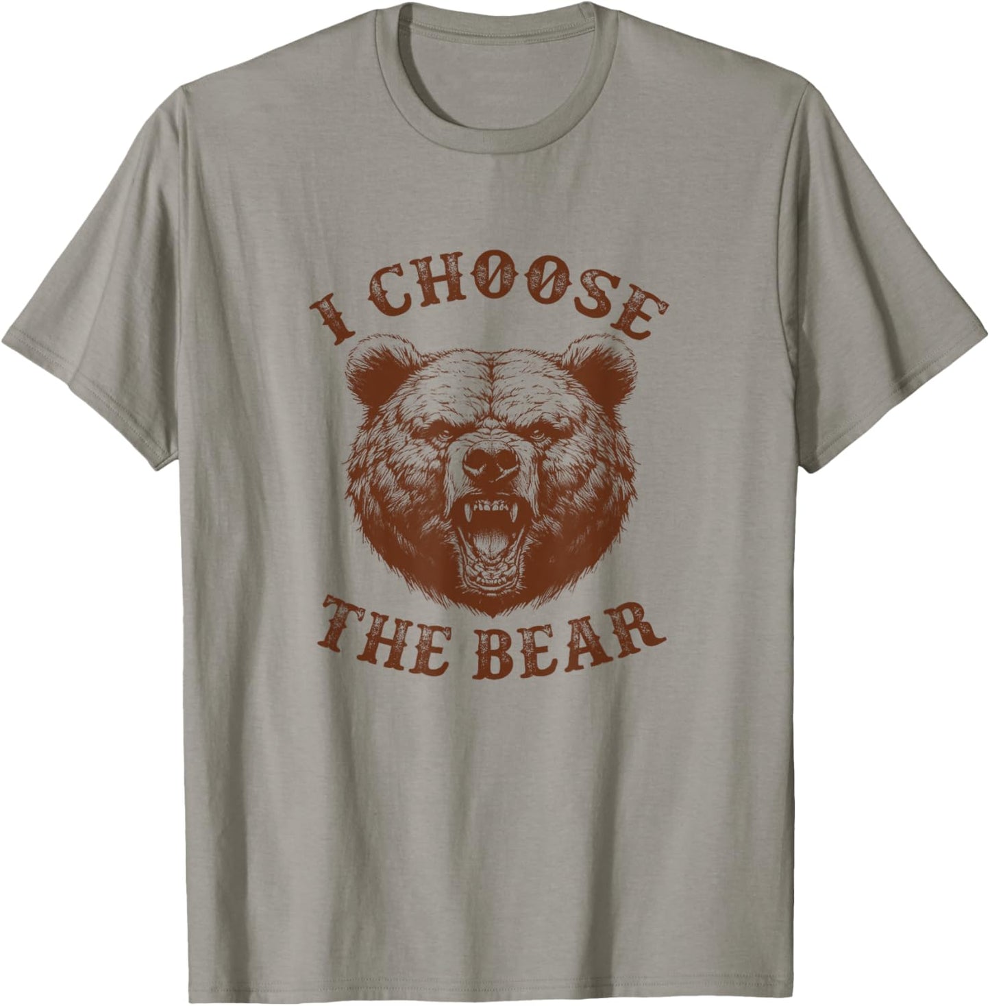 Angry Radical Feminist Gift Shirts & Hoodies I Choose The Bear T-Shirt, Small, Grey