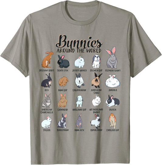 Bunnies around the world - Rabbit breeds T-Shirt