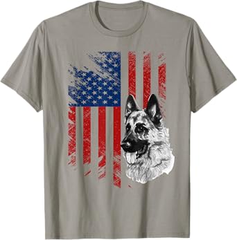 Patriotic German Shepherd USA American Flag Dog Pet T-Shirt