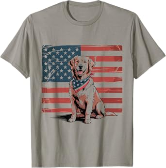 Golden Retriever 4th Of July USA American Flag Patriotic T-Shirt