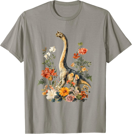 Cute Cottagecore Trex Dinosaur Flower Botanical Vintage T-Shirt