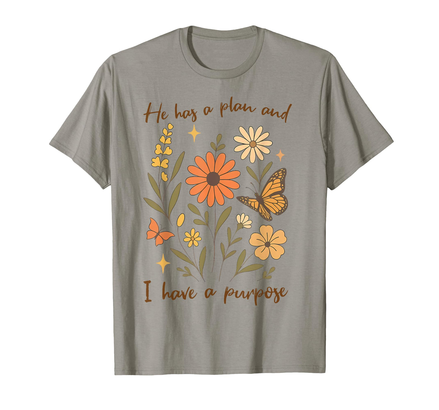 Retro Groovy He Has A Plan and I Have A Purpose Christian T-Shirt