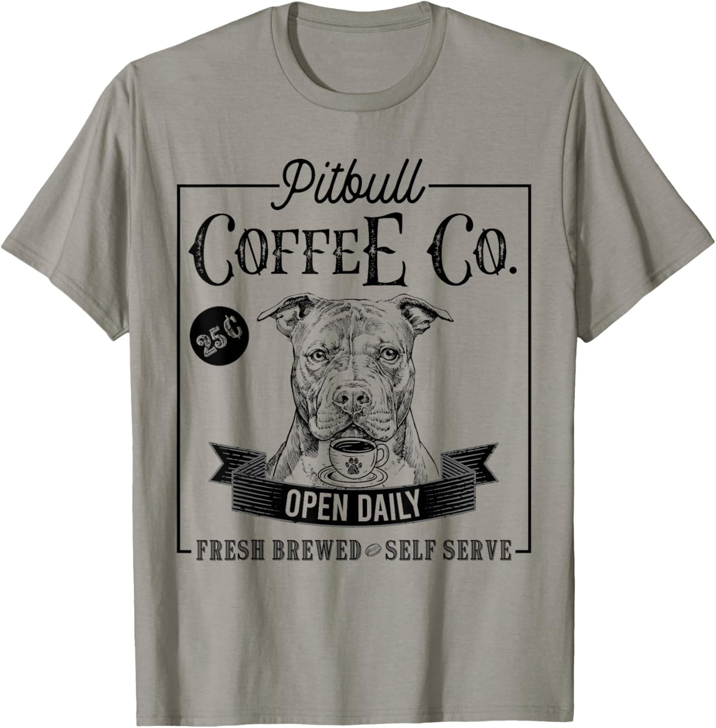 Retro Pit Bull Coffee Funny Dog Pittie Mom Coffee Lover T-Shirt