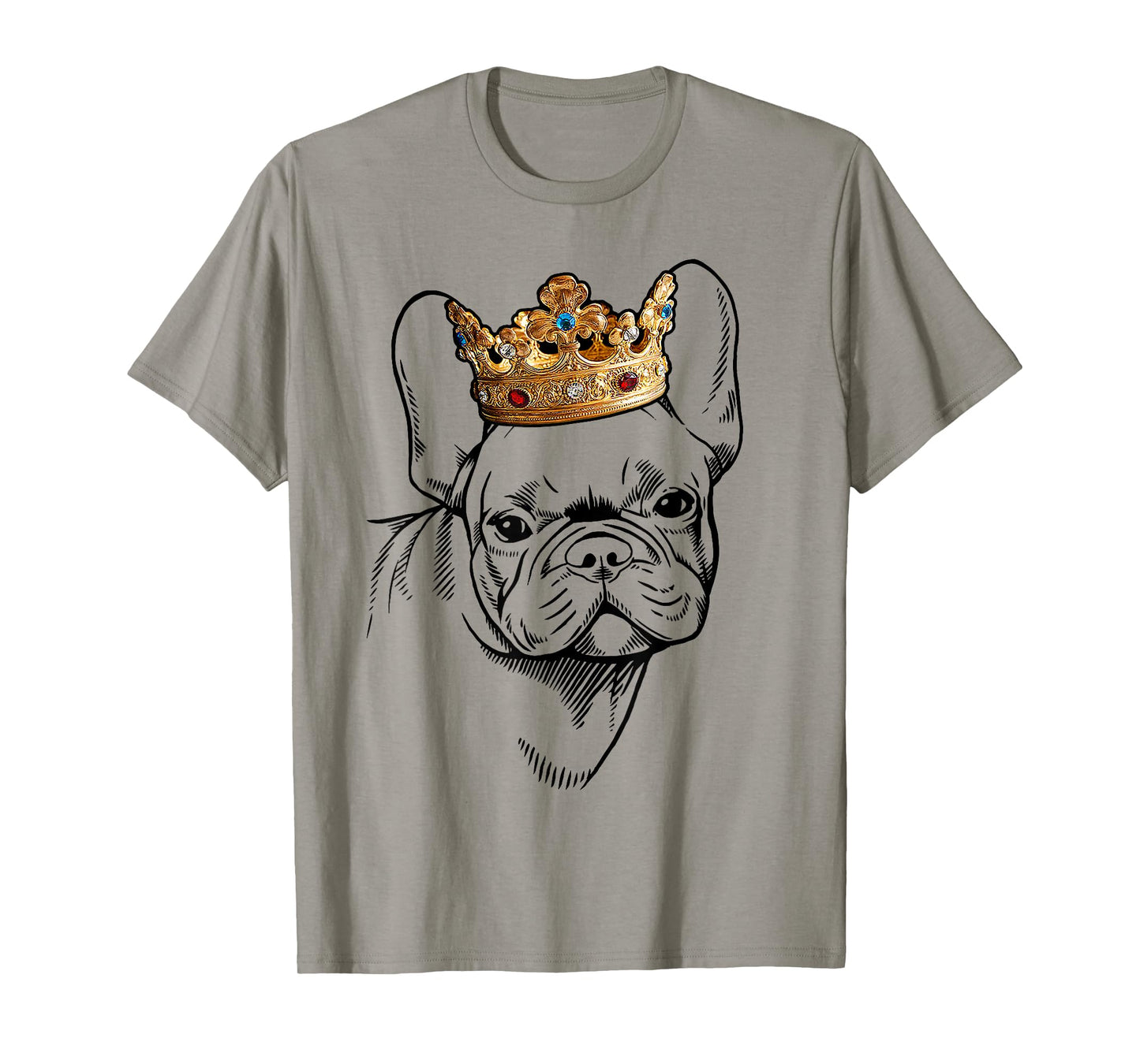 French Bulldog Wearing Crown T-Shirt for Men Women Kids