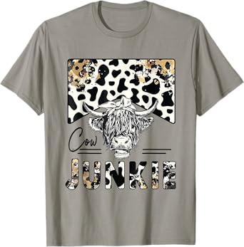 Leopard Highland Cow Bandana Cow Junkie Western Country Gift T-Shirt