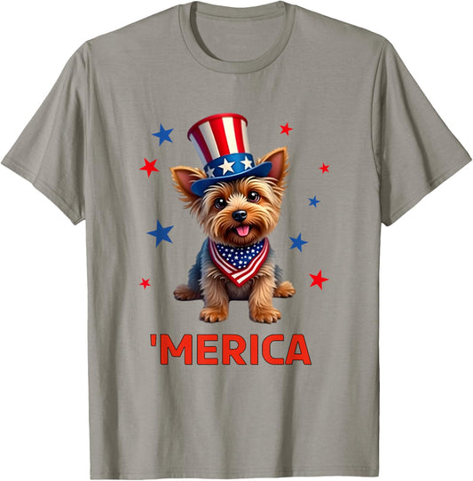 Yorkie, 4th of July, Yorkshire Terrier, Merica T-shirt