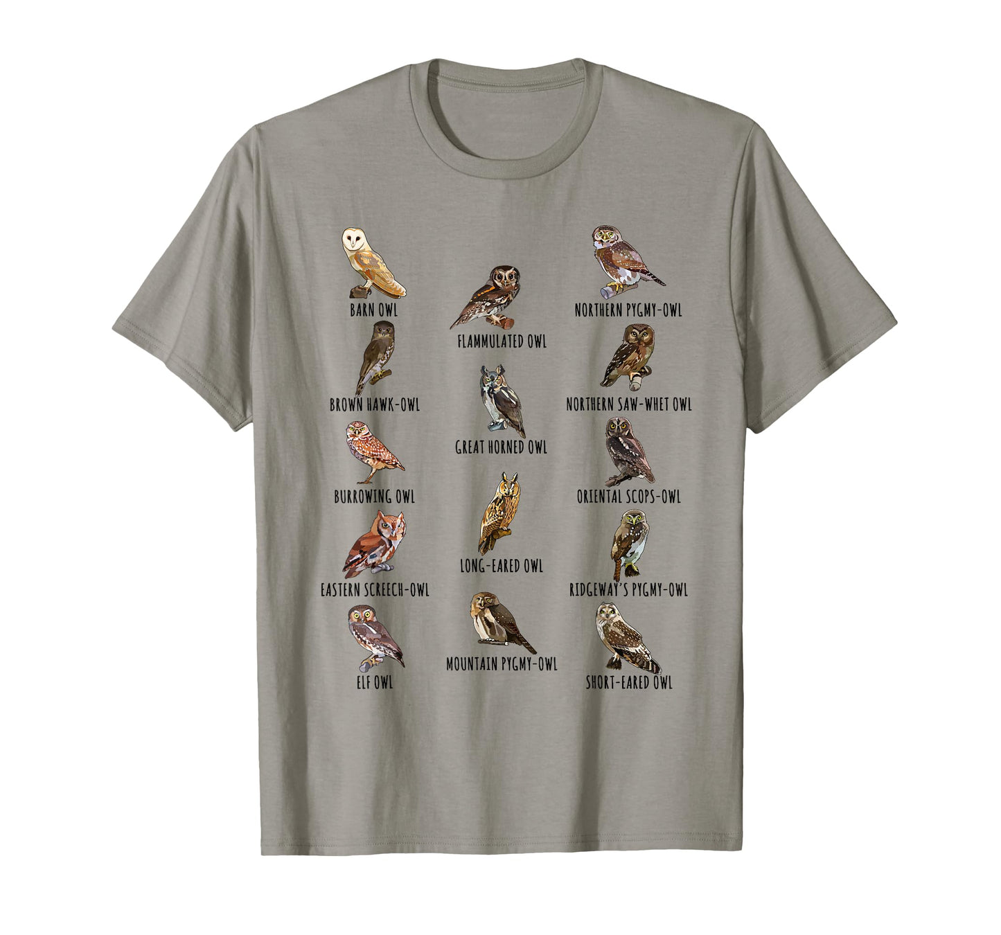 Different Owls Species Biology Types Of Owl Identification T-Shirt