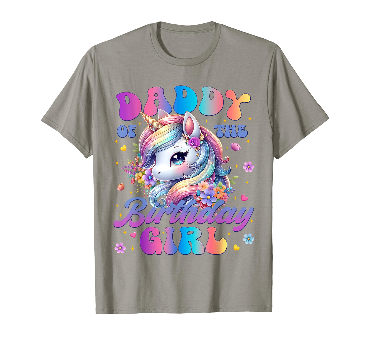 Daddy Of The Birthday Girl Unicorn Flower Family Matching T-Shirt