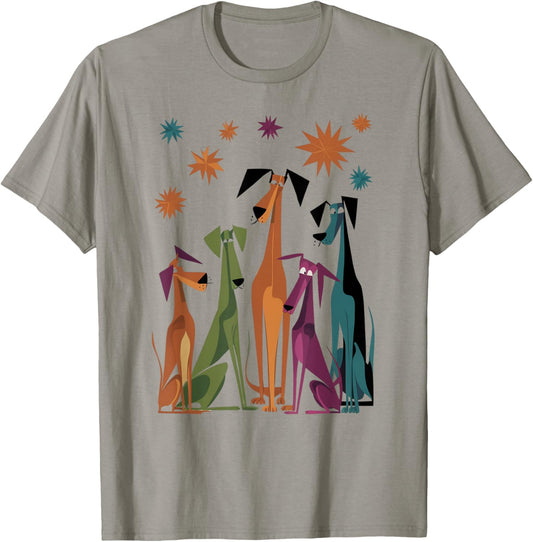 Vintage Retro Mid-Century Long Neck Dogs 50s 60s Style T-Shirt