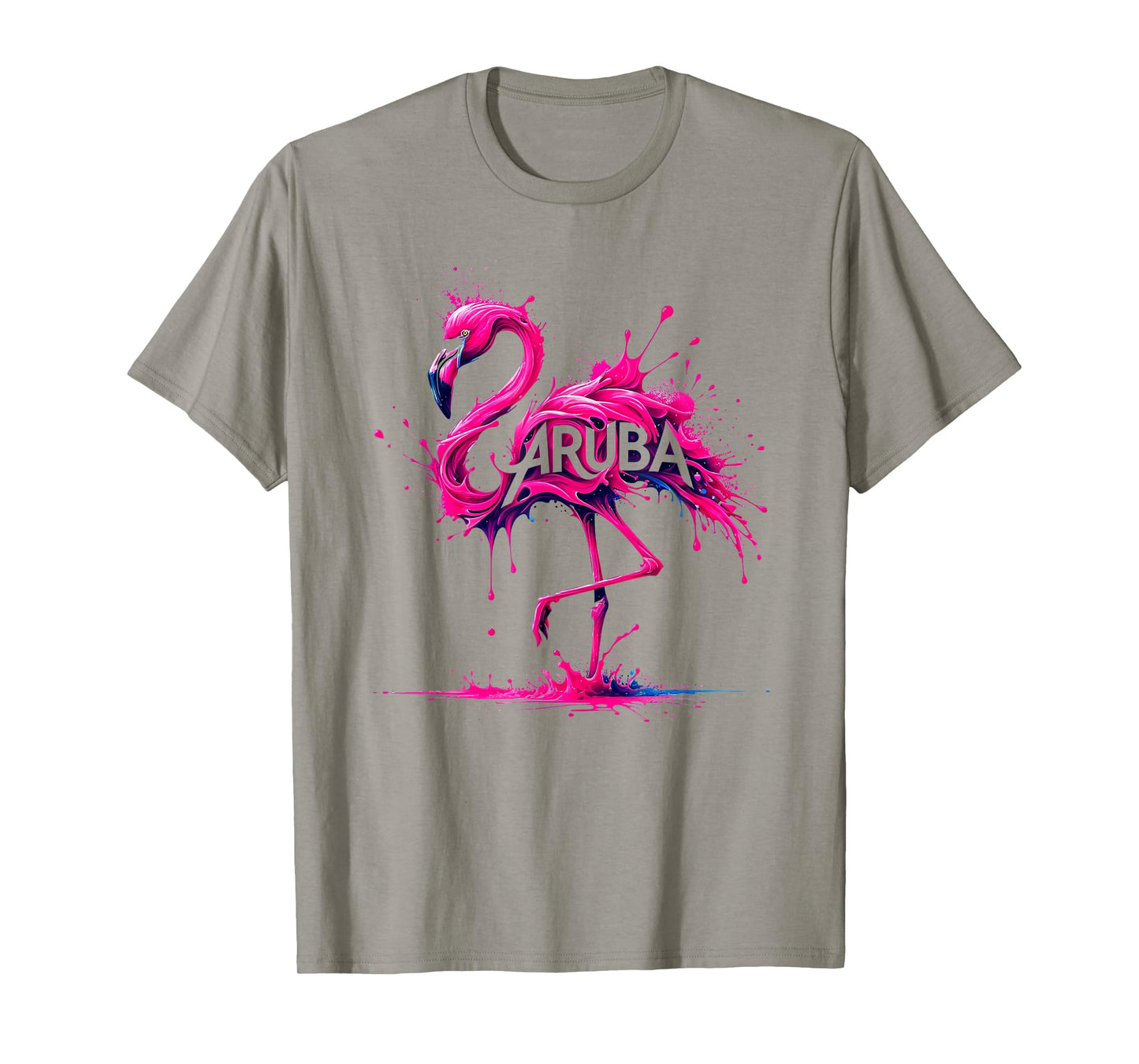 Aruba Paint Splatter Flamingo T-Shirt